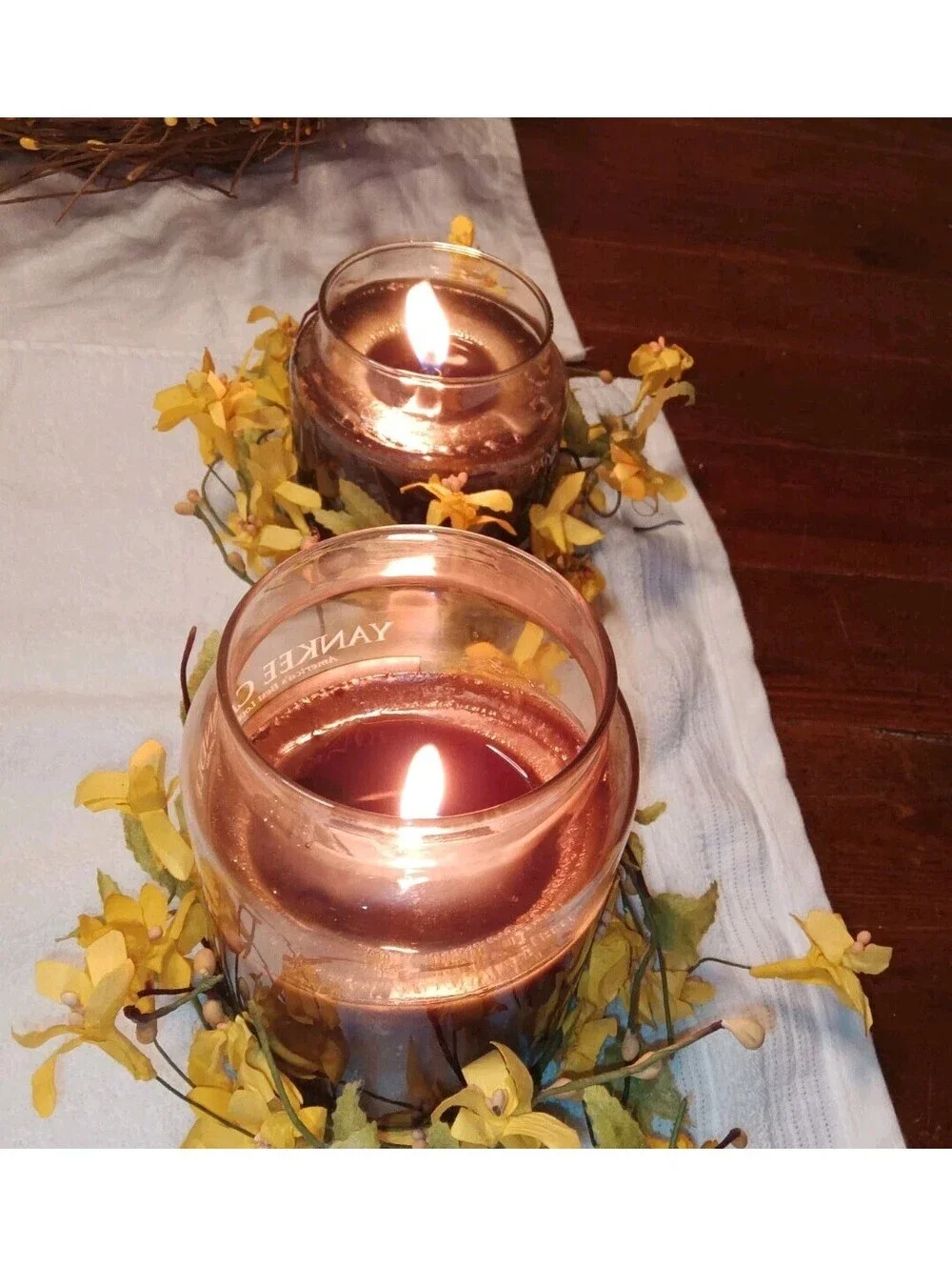 Artificial Yellow Blossom Floral Candle Rings N 20